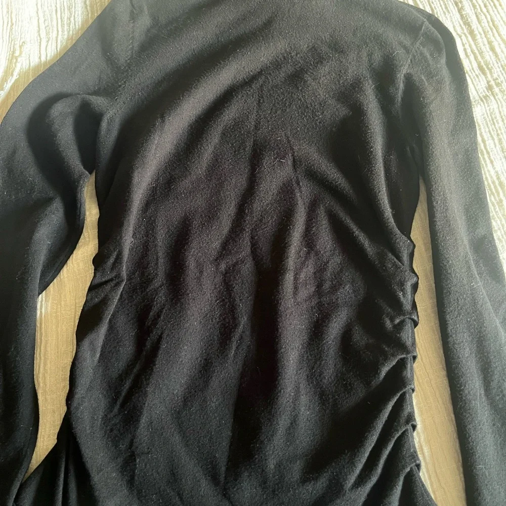 Theory Elegant Black Ruched Long Sleeve Top